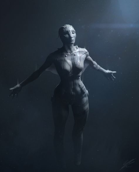 Female Alien Character Design, Human Like Alien, Female Aliens Beautiful, Female Alien Concept Art, Alien Original Character, Near Human Alien, Mib International, Beautiful Alien Female, Alien Humanoid