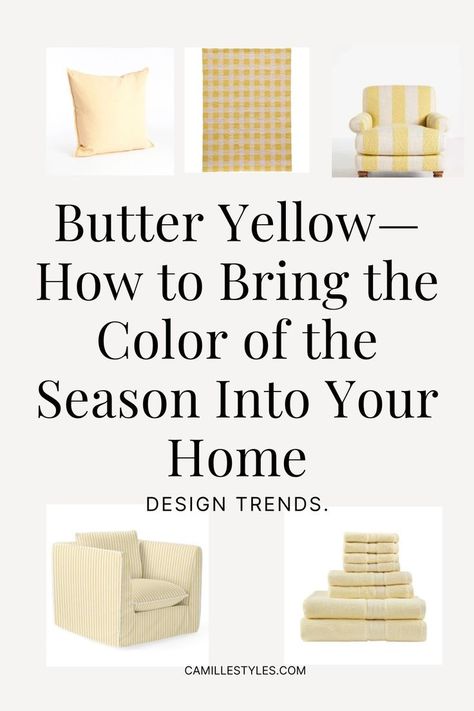 This creamy, near-neutral shade can be seen just about everywhere these days. And one thing I love about fashion trends is they almost always trickle into our interiors. Butter yellow home decor is currently making the rounds, especially as Grandmillenial style continues to be popular. This season is the perfect time to embrace this soft and creamy shade with enthusiasm. Grandmillenial Style, Yellow Interior, Yellow Home Decor, Butter Yellow, Interior Trend, Bring It, Home Decor Trends, About Fashion, Butter