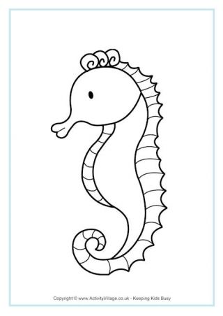 Sea Horse Coloring Pages, Simple Colouring Pages, Fish Colouring Pages, Fish Colouring, Seahorse Party, Seahorse Outline Printable, Sea Creature Coloring Pages Free Printable, Sea Creature Colouring Pages, Basic Drawing For Kids