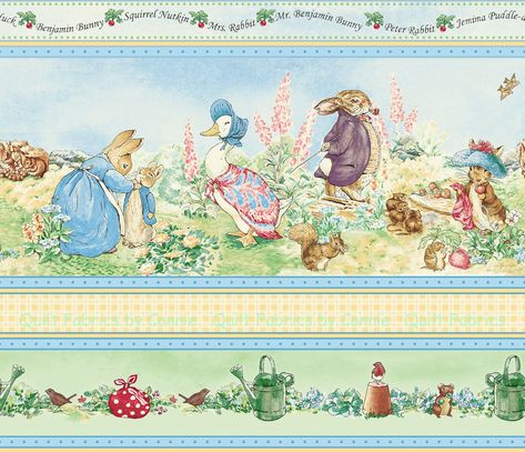 Beatrix Potter Garden, Patchwork Crafts, Peter Rabbit Illustration, Beatrix Potter Fabric, Victorian Nursery, Beatrix Potter Illustrations, Beatrice Potter, Toddler Themes, Peter Rabbit And Friends