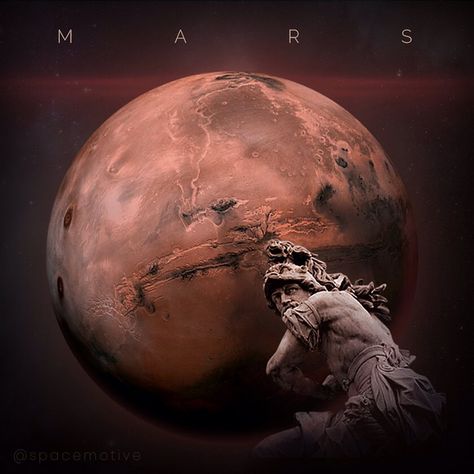 How did mars get his name?In Roman Mythology Mars was the god of war ⠀and also an agricultural guardian.⠀He was the most prominent of the military gods ⠀in the religion of the Roman army. ⠀Most of his festivals were held in March, ⠀(the month named for him) ⠀and in October, which began the season ⠀for military campaigning and ended the season for farming.⠀...⠀"Tuesday" in some Romance Languages was named after him ⠀(For example, Martes in Spanish, Mardi in French and Martedì in Italian)⠀ Mars Mythology, Mars God, Planet Tattoo, Roman Army, Planet Tattoos, Greek And Roman Mythology, Roman Mythology, The Military, Greek Gods