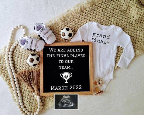 Excited to share the latest addition to my #etsy shop: Last Pregnancy Announcement} Soccer |Final Pregnancy Announcement |Grand Finale Baby | Baby Announcement| Pregnancy Announcement | 3rd Baby https://etsy.me/3Rs8RZo #babyannouncement #pregnancyreveal #pregnancyannou Soccer Baby Announcement, Grand Finale Pregnancy Announcement, Soccer Pregnancy Announcement, Sports Pregnancy Announcement, Baby Boy Soccer, Gender Reveal Football, Soccer Gender Reveal, Football Pregnancy Announcement, Pregnacy Announcement