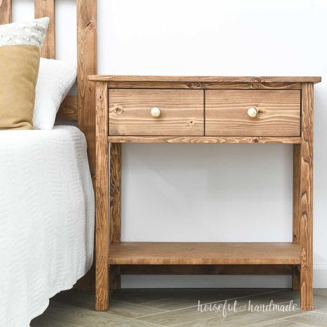 Woodworking Plans Free One Drawer Nightstand, Large Nightstand, Double Drawer, Add Storage, Build Plans, Diy Nightstand, Build Something, Woodworking Skills, Open Shelf