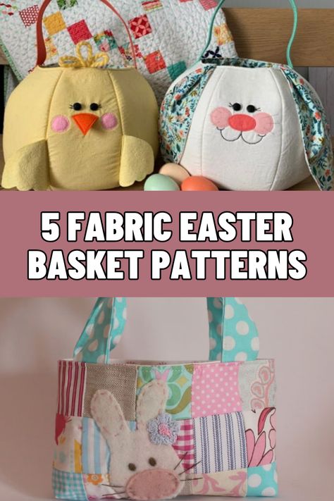 Discover charming fabric Easter basket patterns, adorned with delightful motifs like bunnies, eggs, and flowers. These intricately woven designs add a touch of whimsy to your Easter celebrations. Perfect for collecting eggs or displaying seasonal treats, these baskets combine functionality with festive flair. Easter Basket Sewing Pattern Free, Chicken Basket Sewing Pattern Free, Easter Patterns Printable, Sew Easter Basket, Fabric Baskets Diy Free Pattern, Fabric Easter Basket Pattern, Cloth Easter Basket, Sewing Easter Projects, Quilted Easter Baskets