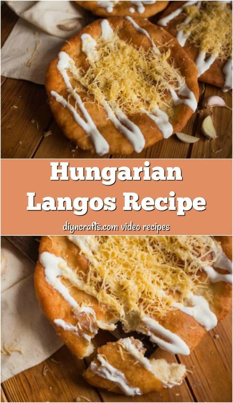 Fried Flatbread aka Hungarian Langos Recipe - Learn how easy it is to make traditional Hungarian Langos. The video tutorial shows you step-by-step instructions for making this tasty bread dish. Hungarian Langos Recipe, Hungarian Langos, Langos Recipe, Hungarian Recipes Traditional, Fried Flat Bread, Bread Dishes, Yummy Fall Recipes, Cabbage And Bacon, Croatian Recipes