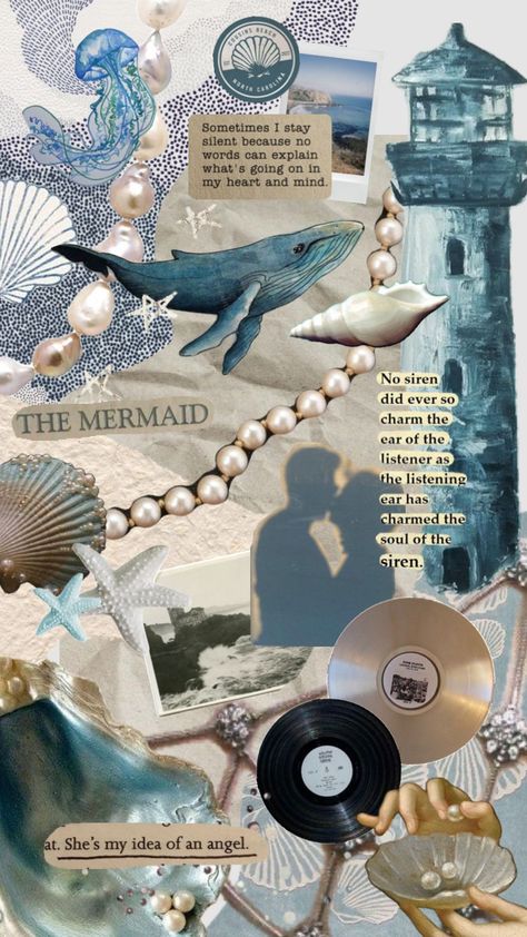 i wish i was a mermaid #sea #ocean #vintage #art #blue #mermaid #aesthetic #whale #lighthouse #summer #beach #pearl #white #seashells #oceanaesthetic Blue Mermaid Aesthetic, Pearls Aesthetic, Ocean Vintage, White Seashells, Listening Ears, Mermaid Aesthetic, I Wish I Was, Blue Mermaid, Summer Blue