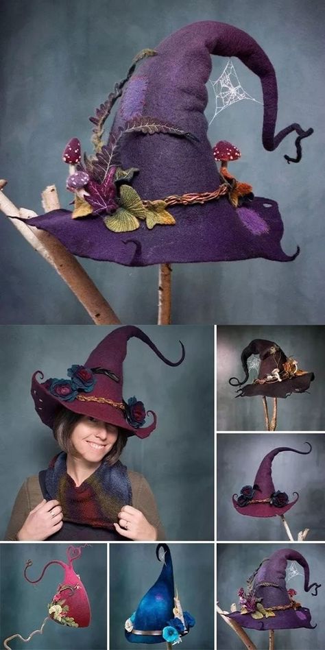 Felt Witch, Felt Witch Hat, Inner Witch, Felt Fashion, Adornos Halloween, Witch Hats, Witchy Crafts, Witch Costume, Fall Halloween Decor