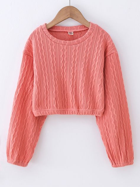 Watermelon Pink Casual  Long Sleeve Polyester Plain Pullovers Embellished High Stretch Spring Girls Clothing Wednesday Fashion, Shein Clothes, Easy Clothing, Teen Stuff, Winter Travel Outfit, Drop Shoulder Sweater, Spring Girl, American Girl Clothes, Fashion Mood Board