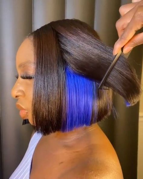 Affordable& Beginner Lace Wig on Instagram: "Cute underneath blue bob hair!! 👉 Follow @lacewig__master Get your hairstyles 🎬 Repost: Amazing work pls @ the source, thanks!! No copyright! thanks thanks ----- 👉 💫 DM or Click the link in the bio to check our wig collection and discount  #linkinbio  #frontalwigunit #lacefrontalwig #hdlacewig #closurewigs #hdlacefrontals #wigunits #wigtutorial #lacefrontalinstall #wiginstallation #silkpressqueen #browardhairstylist #laceclosurewig #laceclosuresew Blue Bob Hair, Peekaboo Bob, New Vibes, Blue Bob, Inspiration Videos, Wig Collection, Silk Press, Bob Hair, Lace Closure Wig