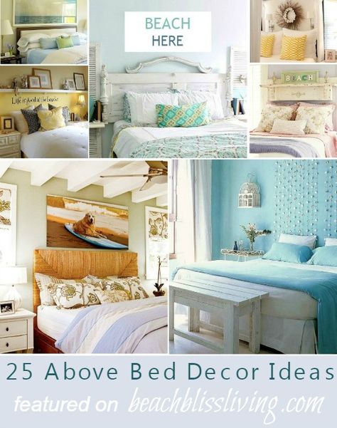 Hang the Beach above the bed! 25 ideas... http://beachblissliving.com/above-bed-decor-shelf-ideas-art-more/ Beachy Bedrooms, Bedroom Beach Theme, Dolphin Bedroom, Bedroom Decor Above Bed, Beachy Cottage, Beach Bach, Decor Above Bed, Beach Themed Bedroom, Beach Bedroom Decor