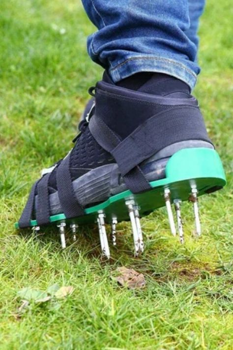 You've heard of lawn aerator shoes, this guide explains how they work and if they are really good for aerating your lawn Lawn Aerators, Garden Cultivator, Peroxide Uses, Easy Diy Hacks, Diy Lawn, Aerate Lawn, Small Vegetable Gardens, Van Horn, Spike Shoes