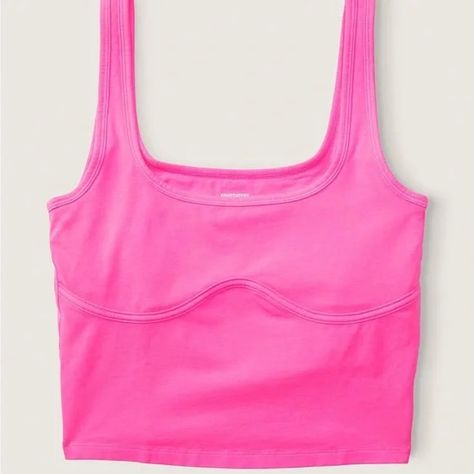 Neon Hot Bright Pink Built In Shelf “Bra” Pink Top Outfit, Neon Pink Tops, Muscle Tank Tops, Grey Tank Top, Crop Tank Top, Gray Tank, Pink Tank, Pink Tank Top, Knitted Tank Top