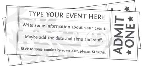 Customize this blank event ticket template with your own text. The only stationary uneditable text is the "admit one" text along the side. Ticket Template Free Printables, Concert Ticket Template Free, Ticket Template Printable, Concert Ticket Gift, Ticket Template Free, Event Ticket Template, Concert Ticket Template, Birthday Surprises For Him, Printable Tickets