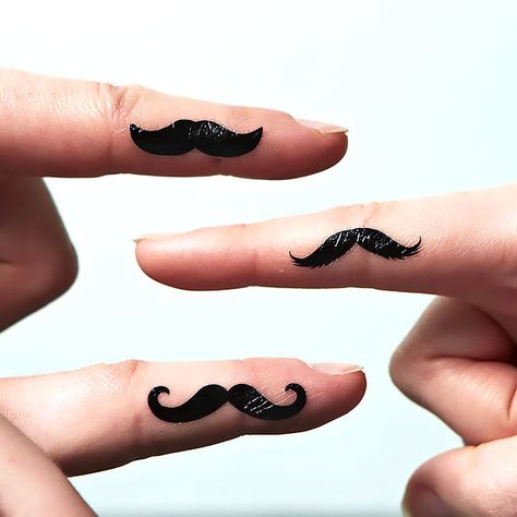 A hipster tattoo idea of the mustache inked on the finger. Color: Black. Tags: Matching, Hipster Mustache Tattoo Ideas, Mustache Tattoo On Finger, Mustache Tattoo, Tattoo On Finger, Middle Finger Tattoos, Origami Tattoo, Tato Dengan Makna, Tato Jari, Finger Tattoo Designs