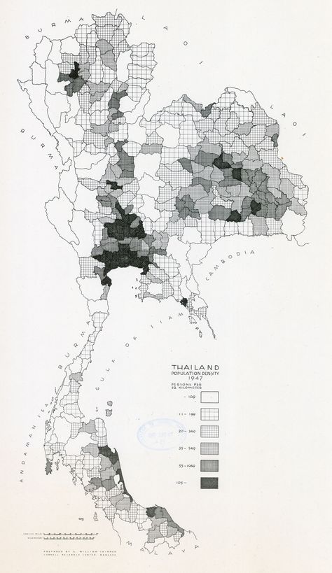 Thailand Population Density 1947 Site Analysis Demographic, Human Density Diagram Architecture, Demographic Mapping Architecture, Population Infographic, Population Density Map, Map Layout, Human Settlement, Site Analysis, Study Design