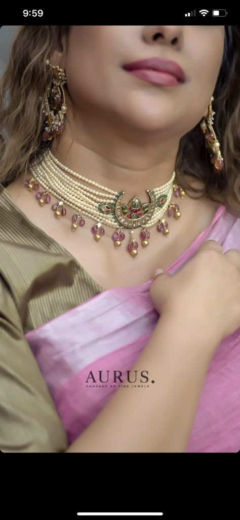 Pearl Chocker Ideas Indian, Rajputi Jewellery Choker, Jadau Choker, Ruby Jewelry Necklaces, Rajputi Jewellery, Bridal Jewelery, Neck Pieces Jewelry, Choker Necklace Designs, Indian Jewelry Earrings