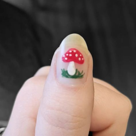 Tried a more detailed design with this mushroom. Should I try and do a full hand in this design? #nail #nails #nailart #naildesign #nailpolish #nailsoftheday #nailsofinstagram #mushroomnails #fyp #fy #fypシ Woodland Nail Art, Mushroom Nail Art Designs, Woodland Nails, Mushroom Nail Designs, Mushrooms Nails, Mushroom Nail Art, Mushroom Nails, Nail Idea, Design Nail