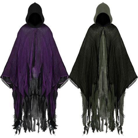 PRICES MAY VARY. Quantity: Embrace double the terror with our set of 2 Halloween Hooded Cloaks, ensuring you and a companion can revel in spooky fun together Size: Designed in one size fits all, our cloaks accommodate most adults comfortably, ensuring a good fit for everyone Material: Crafted from lightweight polyester, these cloaks provide a comfortable and breathable experience while maintaining an eerie appearance Unique design: Stand out with our distinctive hooded design, adding a mysteriou Grim Reaper Cloak, Reaper Cloak, Cloak Medieval, Grim Reaper Costume, Horror Themed Party, Reaper Costume, Medieval Cosplay, Hooded Cloak, Design Stand