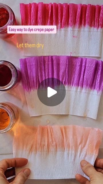 How To Dye Crepe Paper, Dye Crepe Paper, How To Make Flowers From Crepe Paper, Crepe Paper Decoration, How To Make Crepe Paper Flowers, Giant Crepe Paper Flowers Diy, Paper Crepe Flowers, Crepe Paper Art, Flower Arrangements Diy Vase