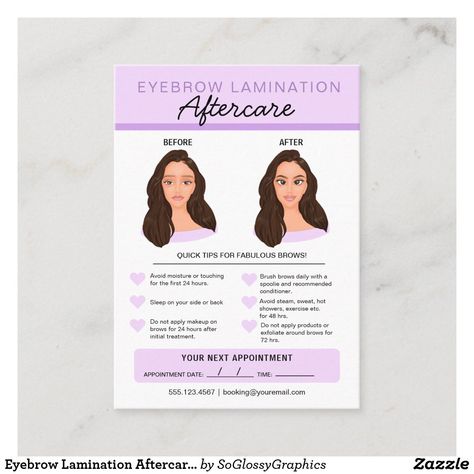 Eyebrow Lamination Aftercare Instructions Business Small Salons, Eyebrow Lamination, Instagram Emoji, Business Card Size, Personal Business Cards, How To Apply Makeup, Eyebrows, Business Card, Business Cards