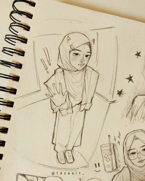 Hijab Sketch, Aesthetic Sketches, Hijab Illustration, Hijab Drawing, Best Friend Drawings, Illustration Art Kids, Brick Art, Pen Art Drawings, Cute Sketches