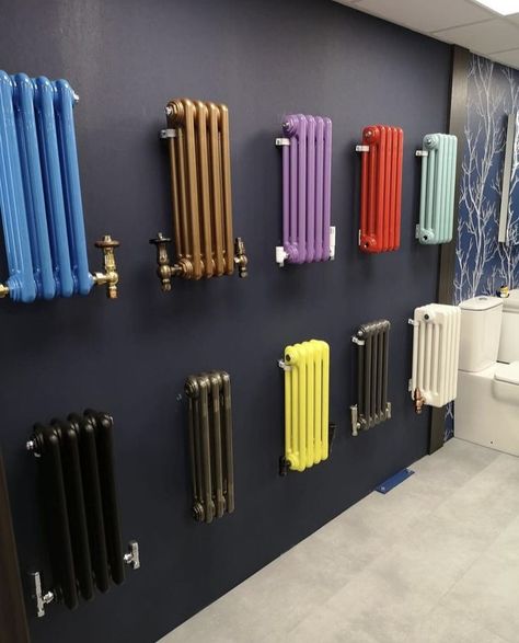 Over 200 colours available. 188 RAL colours & 30 special finishes to choose from. Old Radiator Ideas, Small Radiator, Cast Iron Radiators Living Room, Lounge Radiators, Colourful Radiator, Radiator Color Ideas, Coloured Radiators, Radiator Paint Ideas, Kitchen Radiator Ideas