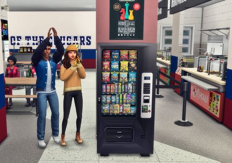 Functional Vending Machine | Insimnia Quest Bar Cookies, Chocolate Trail Mix, Soda Vending Machine, Chocolate Chip Granola Bars, Honey Granola, Bite Size Cookies, Clif Bars, Sims 4 Anime, School Hallways