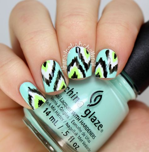 China Glaze City Flourish Ikat Nail Art - The Nail Polish Challenge Concert Nails Ideas, Ikat Nails, Concert Nails, Manicure Gel, Nails Polish, I Love Nails, Nail Polish Designs, Cute Nail Art, Summer Concert