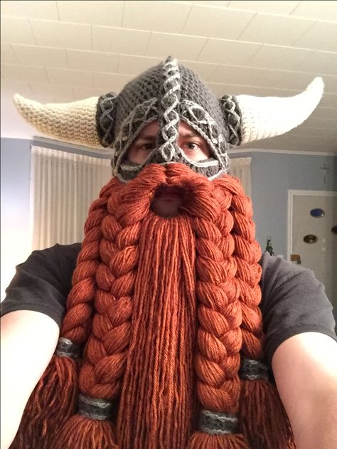 Crochet Viking Hat Free Pattern, Viking Crochet, Crochet Viking, Crochet Viking Hat, Beard Hat, Viking Hat, Crochet Mask, Viking Beard, Pola Amigurumi