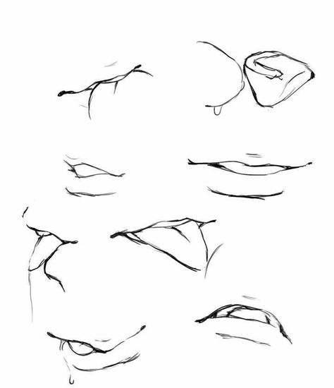 Man Mouth Drawing, Nose Reference Drawing, Mouth Reference, Lips Sketch, How To Draw Anime Eyes, Mouth Drawing, Drawing Examples, Hand Drawing Reference, Abstract Face Art