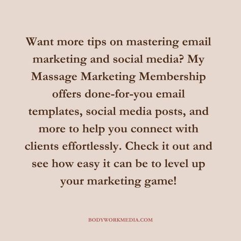 As a massage therapist, you know how important it is to stay connected with your clients. But when it comes to email marketing, are you sure you’re hitting all the right notes? 🤔 Here are the 3 biggest mistakes many massage therapists make in their email marketing—and how to avoid them to keep our clients engaged and our schedule full. Avoiding these common pitfalls can make a huge difference in how your clients perceive your business and how often they book appointments! ​ Want more tips o... Massage Appointments, Massage Marketing, Spa Marketing, Massage Business, A Massage, Massage Therapist, You Sure, Stay Connected, Social Media Post