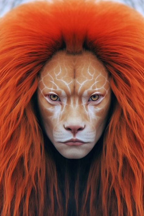 Lion Makeup Women, Lion Makeup, Alien Species, Portrait Abstract, Women Portrait, Alien Concept, Lion Face, Cat People, Cyberpunk Art