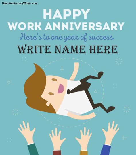 Celebrate the first year work anniversary with name of your best employee or coworker and colleagues. Find the best work anniversary wishes, write name and download it. Happy Work Anniversary Quotes Funny, Happy Anniversary Images, Work Anniversary Quotes, Anniversary Quotes For Wife, Happy Marriage Anniversary Cake, Happy Work Anniversary, Anniversary Cake With Photo, Anniversary Wishes For Friends, Anniversary Wishes For Wife