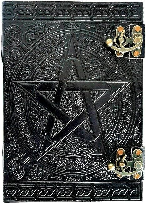 QualityArt Large Black Pentacle Grimoire Book Of Shadow Leather Journal Notebook Blank Book Sketchbook Gift Spell Book Handmade Diary (Black): Amazon.com: Office Products Handmade Diary, Book Handmade, Spell Books, Grimoire Book, Leather Journal Notebook, Book Of Shadow, Blank Notebook, Witch Aesthetic, Spell Book