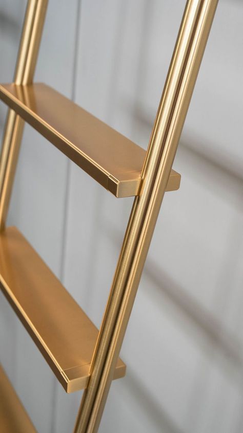 Brass Library Ladder, Closet Ladder Ideas, Library Ladder Kitchen, Library Ladders Rolling, Victorian Cottage Interior, Library Ladders, Sliding Ladder, Small Ladder, Rolling Ladder