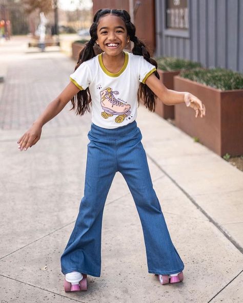 Handmade clothes Women& girls on Instagram: “@dezandgray is all smiles in those skates! Styled with Bell Bottom jeans #socute💕 . . . . . #kidfluencer #stylishkids #girlclothes…” Handmade Clothes Women, Girl Jeans, Bottom Jeans, All Smiles, Stylish Kids, Clothes Women, Bell Bottom, Girls Jeans, Handmade Clothes