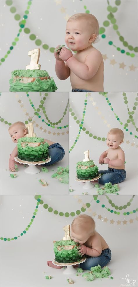 Caleb Elijah, First Birthday Boy Smash Cake, Green Smash Cake, Gold Cake Smash, Cake Smash Ideas, Creamy Skin, Men Pictures, Cake Smash Theme, Birthday Men