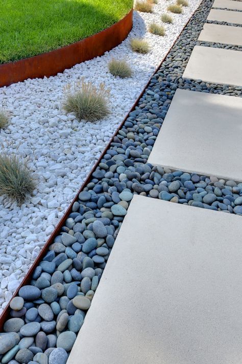 Post Image Modern Backyard Landscaping, Stone Walkway, Garden Walkway, Modern Landscape Design, Landscape Edging, Low Maintenance Landscaping, Landscape Plans, Landscaping Tips, Garden Landscape Design