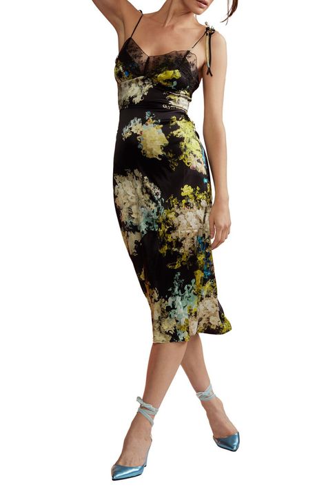 Cynthia Rowley Floral Lace Trim Silk Slipdress available at #Nordstrom Silk Charmeuse, Dress Cover, Cynthia Rowley, Sewing Inspiration, Lifestyle Brands, Silk Printing, Pretty Dresses, Scoop Neckline, Silk Dress