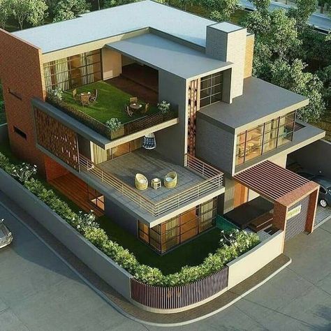 Exterior-Home-Design-Twitter Labas Ng Bahay, House Projects Architecture, Home Designs Exterior, Exterior Modern House, Eksterior Modern, Best Modern House Design, Small House Elevation Design, Exterior Modern, House Design Ideas