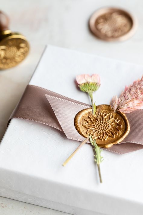 Gift Wrapping Ideas with Wax Seals | First Day of Home Wax Seal Wrapping Ideas, Wax Seal Ideas, How To Make Potpourri, Microwave Flower Press, Orange Pomanders, Milk Glass Cake Stand, Pomander Balls, Gold Christmas Tree Decorations, Diy Wedding Table