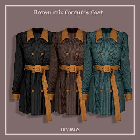 [RIMINGS] Brown mix Corduroy Coat | RIMINGS sur Patreon Cc Patreon, Clothes Cc, Cc Sims4, Cc Mods, The Sims 4 Packs, Sims 4 Game Mods, Sims 4 Body Mods, Normal Map, Corduroy Coat