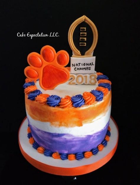 Clemson Birthday Cake, Clemson Cake Ideas, Clemson Grooms Cake, Clemson Birthday, Clemson Cake, Clemson Party, Auburn Cake, Cookie Cake Birthday, Dirty 30