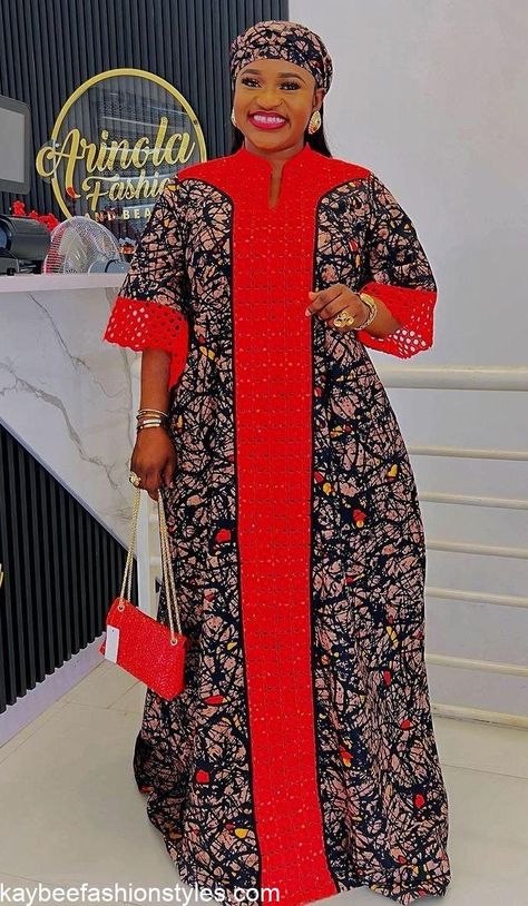 Latest Ankara Styles for Ladies in 2024 - Kaybee Fashion Styles Adire Styles For Ladies 2024, Latest Bubu Gown Style 2024, Ankara Bubu Gown Styles 2024, Adire Styles For Ladies, Latest Ankara Styles For Ladies, Kampala Kaftan Styles For Women, A Shape Gown Ankara, Kaftan Styles For Ladies, Ankara Bubu Gown Styles