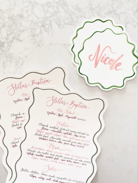 Hand Written Menu Cards, Wedding Guest Place Cards, Handwritten Menu Cards, Wedding Menu And Place Card, Calligraphy Mural, Handwritten Place Cards, Edgy Bridal, Unique Wedding Stationery, Handwritten Wedding