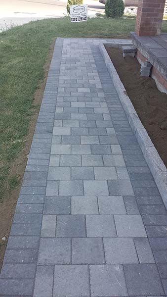 Concrete Walkway Photos, Interlocking Walkway Photos - Markstone Landscaping Paving Stone Walkway Ideas, Narrow Walkway Ideas, Front Walkway Paver Ideas, Entrance Walkway Ideas, Paved Walkway Ideas, Side Walk Ideas, Paver Pathway Ideas, Landscape Walkway Ideas, Cement Walkway Ideas