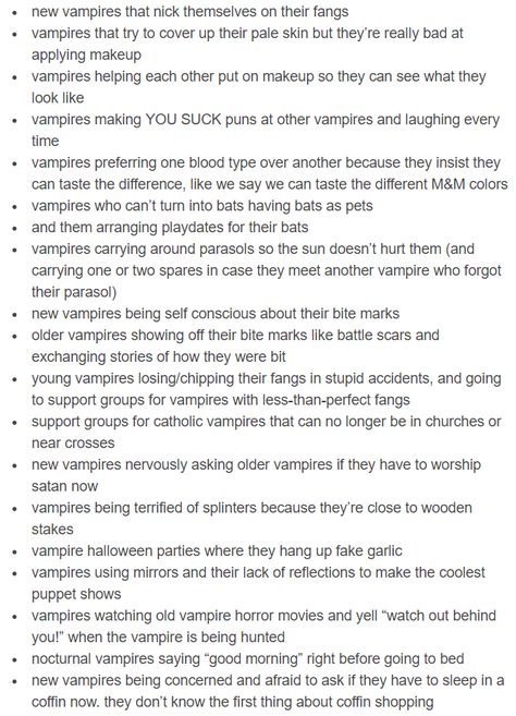 Vampire Book Prompts, Vampire Writing Prompts Funny, Vampire Writing Promts, Vampire Story Title Ideas, Vampire Lore Tumblr, Vampire Plot Ideas, How To Write Vampires, Vampire Prompts Story Ideas, Fantasy Writing Prompts Fae