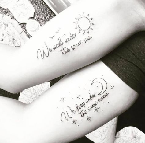 150+ Sun and Moon Tattoo Designs (2022) Meaningful Ideas for Best Friends Sister Tattoos Distance, Matching Long Distance Tattoos, Tattoos For Long Distance Couples, Long Distance Couple Tattoos, Sun And Moon Quotes Friendship, Matching Tattoos For Long Distance Best Friends, Tattoos For Long Distance Best Friends, Best Friend Quotes Tattoos, Long Distance Sister Tattoos