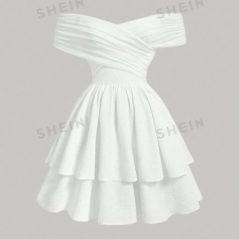 Shop gla8940's closet or find the perfect look from millions of stylists. Fast shipping and buyer protection. BRAND NEW / never been worn / Off Shoulder A-Line Pleated Waistband Short White Dress Cold Off The Shoulder / size 8/10 (L) - Length: 35.6in Bust: 32.7in Waist Size: 29.1-41.7in Hip Size: 81.9in Straps Length: 11.4in Slight Stretch - 97% Polyester 3% Elastane Homecoming Dresses White Short, White Dresses Short Formal, Short One Shoulder Dress, White Ethereal Dress Short, Simple Cute White Dress, Simple Dress Inspiration, Dresses For Grade 8 Graduation, Cute Short Wedding Dresses, Dama Outfits Quinceanera