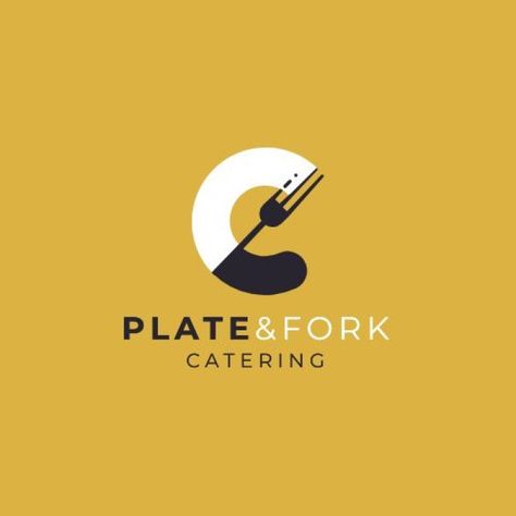 Monocolor Plate & Fork Catering Logo Kitchen Logo Design Branding, Catering Logo Ideas, Fork Logo, Catering Logo, Indian Logo, Moodboard Design, Catering Design, Plate Logo, Cooking Logo